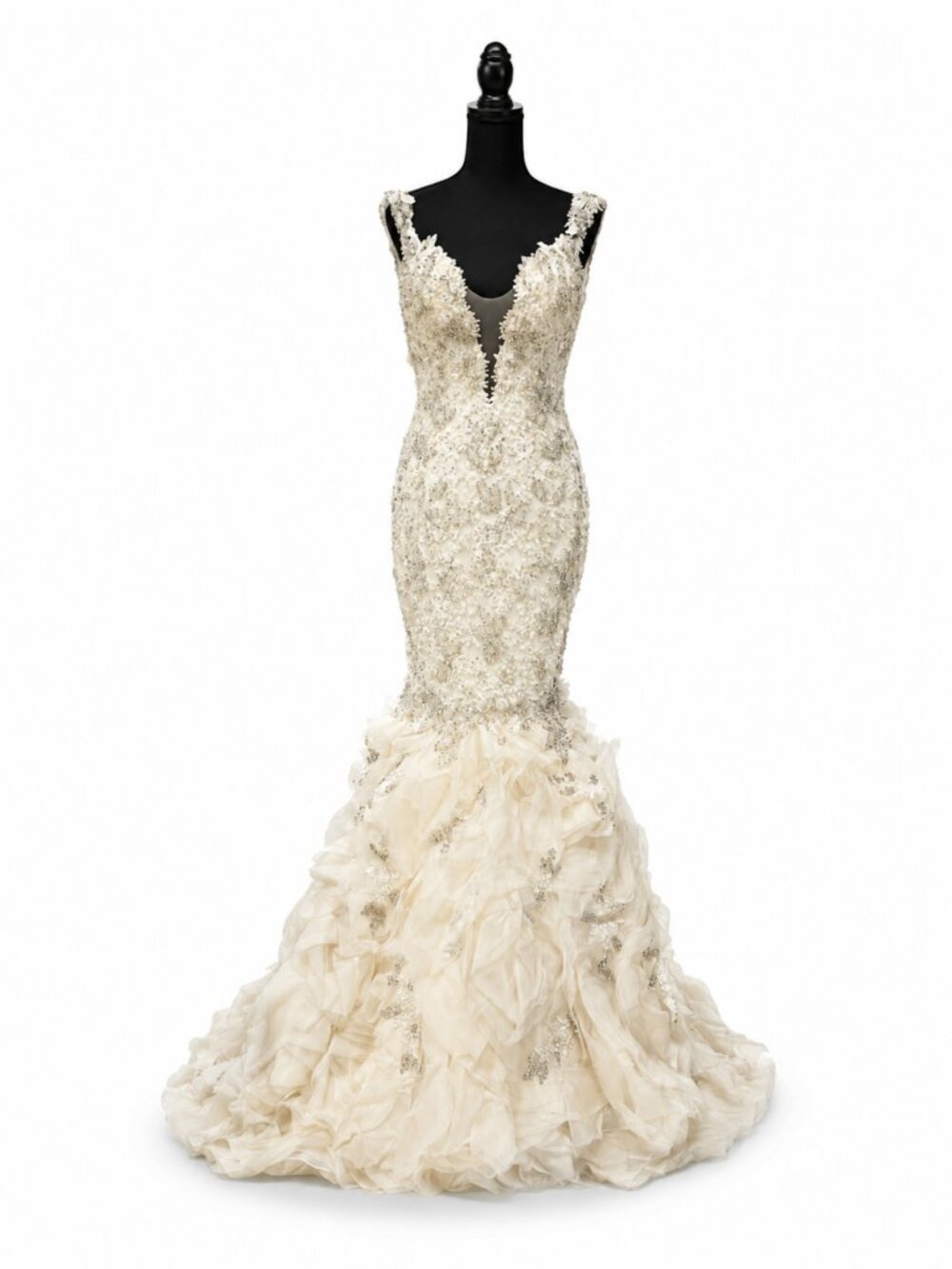 YSA Makino Beaded Mermaid Wedding Dress - Size 12